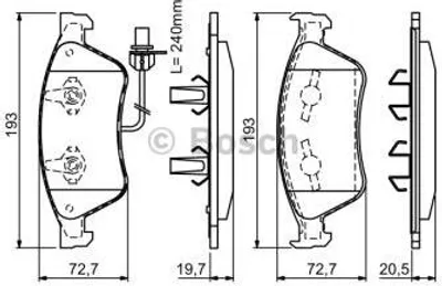 Produktbild von Bosch Bremsbelagsatz, Scheibenbremse Vorderachse 0 986 494 200