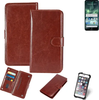 Produktbild von K-S-Trade 360° Hülle kompatibel mit Nokia 7.2 braun Kunstleder Case BookCase WalletCase Kunstlederederhülle Handyhülle, Rundumschutz Bumper (1x)