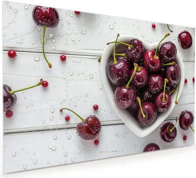 Produktbild von Küchenrückwand Spritzschutz Glas mit Motiv Frische Kirschen 40 x 40 cm