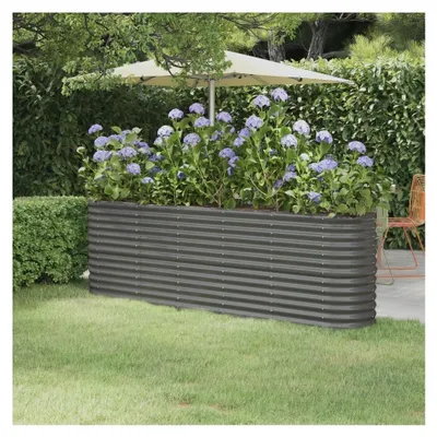 Produktbild von Hochbeet aus pulverbeschichtetem Stahl 224x40x68cm Grau