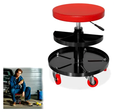 Produktbild von Werkstatt Rollsitz 130 kg mit Werkzeugablage und 360° Rollen