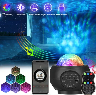 Produktbild von Starry Projector LED Sternenhimmel Projektor – Galaxy Nachtlicht mit 32 Lichtmodi, Bluetooth & Fernbedienung | Dimmbar, rotierend & USB-betrieben