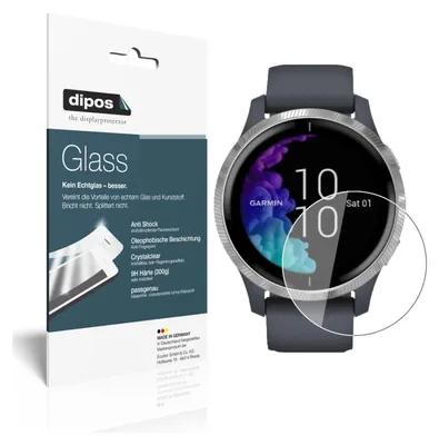 Produktbild von 2x Schutzfolie für Garmin Venu (43mm) - Anti-Shock 9H Folie dipos Glass Kunststoffglas