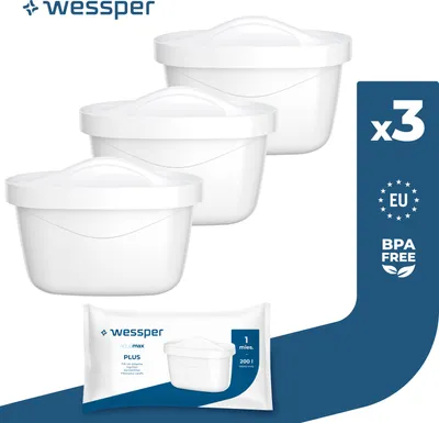 Zdjęcie produktu dla Wkłady filtrujące Wessper 3 sztuki | zamiennik do dzbanka filtrującego Dafi Unimax Aquaphor A5 BRITA Maxtra+ PHILIPS AWP212/10