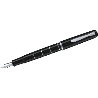 Produktbild von Pelikan M215, Schwarz, Silber, Integriertes Befüllsystem, Rundspitze, Edelstahl, Medium, Beidhändig