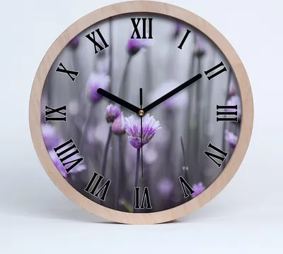 Produktbild von Holzuhr 25fi cm wanduhr - schwarze Spitzen - Schnittlauchblüten