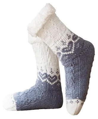 Immagine prodotto di Calzini spessi da casa per donna, in pile con fodera in pile e suola antiscivolo, colore blu, taglia unica