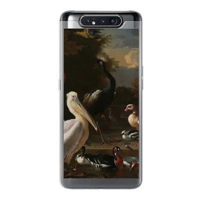 Produktbild von MuchoWow® Handyhülle Schutzhülle Hülle für Samsung Galaxy A80 Ein Pelikan und andere Vögel in der Nähe eines Wasserbeckens - Gemälde von Melchior d'Hondecoeter Silikon Softcase Handy Hülle - Schutzdeckel