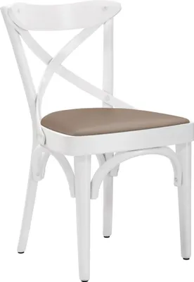 Produktbild von 2er-Set Maudez | Bugholzstuhl | Holz / Leder | Weiß / Taupe | Bugholz | Gastro Rattanstuhl, Outdoor Rattanstuhl, Terrassen Rattanstuhl