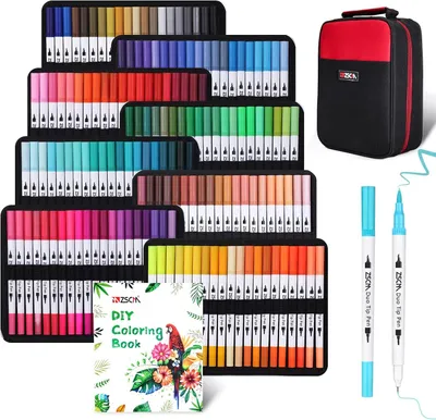 Productafbeelding van Lettering brush markers - 160 kleuren dubbele punt fijne penseelpen permanente - Schetsen - Kalligrafie