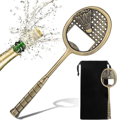 Productafbeelding van Badmintonracket flesopener - Badminton geschenken - Cadeaus voor badmintonspelers mannen vrouwen