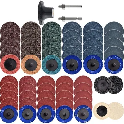 Productafbeelding van Slijpschijfset, 60-delig, 2 inch, snelwissel met 1/4" houder, voor roestverwijdering en oppervlaktebewerking