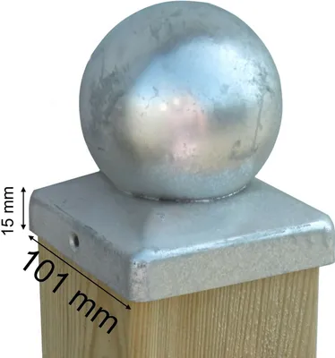 Produktbild von Verzinkte Pfostenkappe 100 mm Kugel Schutz vor Risse Schimmel Zaunpfosten Kappe