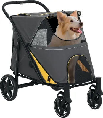 Produktbild von PawHut Hundewagen, Hunde-Buggy mit Kissen, faltbarer Hunde-Transportwagen, Katzen-Buggy