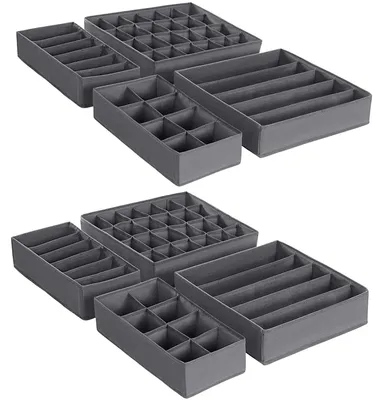 Immagine prodotto di Scatole portaoggetti per biancheria intima, calze e cravatte, set da 8, colore grigio