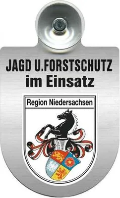 Produktbild von Einsatzschild für Windschutzscheibe incl. Saugnapf - Jagd + Forstschutz im Einsatz - Wappen nach Wahl - 309729- Color - Region Niedersachsen