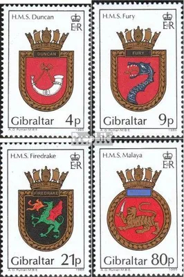 Produktbild von Briefmarken Gibraltar 1985 Mi 493-496 (kompl.Ausg.) postfrisch Schiffswappen