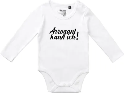 Produktbild von Huuraa Baby Body Arrogant kann ich Schriftzug 62 White  Baumwolle Fairtrade Langarmbody Geschenkidee