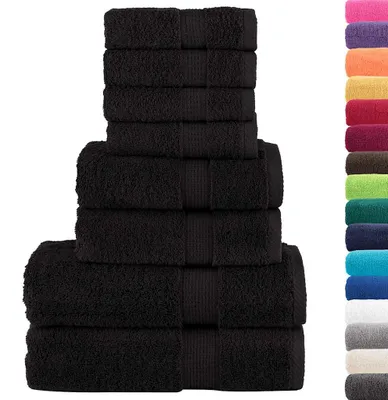 Zdjęcie produktu dla vidaXL 8-częściowy zestaw ręczników premium SOLUND czarny 600 g/m²