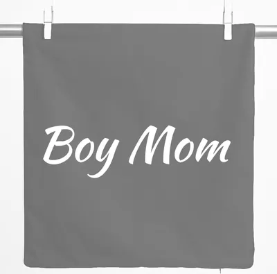 Produktbild von Huuraa Kissenbezug Boy Mom Schriftzug 40x40cm Steel Grey Baumwolle Dekokissenbezug Geschenkidee