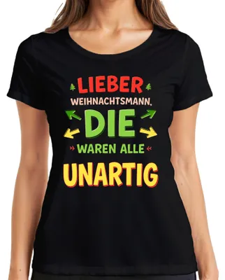 Produktbild von Lieber Weihnachtsmann die waren unartig Nikolaus Geschenk lustig Damen T-Shirt, Schwarz, L