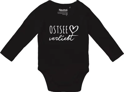 Produktbild von Huuraa Baby Body Ostsee verliebt 80 Black  Baumwolle Fairtrade Langarmbody Geschenkidee