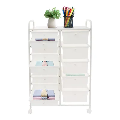 Produktbild von Rollwagen mit 15 Schubladen 63*38*96 cm Servierwagen für Büro Küche Weiß