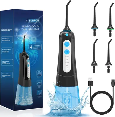 Immagine prodotto di SURFOU Irrigatore orale cordless per denti, irrigatore orale elettrico per denti, irrigatore per denti, filo interdentale, filo interdentale elettrico