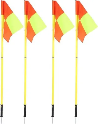 Produktbild von Famanu Fußball-Eckfahnen Set von 4 - Tragbare Fußball-Trainingsmarkierungen - Gelb und Rot