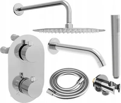 Produktbild von Mexen Kai DR70 Unterputz-Badewannen-/Brausegarnitur mit Regenbrause 30 cm, Chrom - 77602DR70301-00
