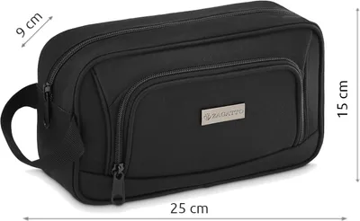 Obrázek produktu pro Černá kosmetická taška na zip, prostorná, ZAGATTO, kosmetický organizér, kosmetická taška s poutkem na zavěšení, 15x29x9 / ZG730
