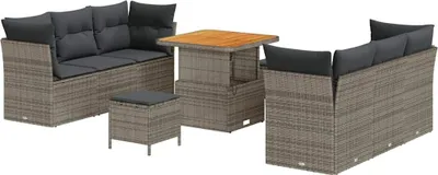 Immagine prodotto di vidaXL Set di divani da giardino 9 pezzi in polirattan grigio