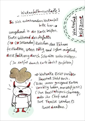 Produktbild von Postkarte Karindrawings "Wutanfallbonuskarte: Bei sich anbahnendem Wutanfall ..."