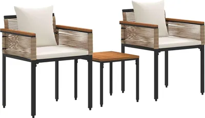 Image de Ensemble de meubles d'extérieur Beige et blanc crème polyrotin