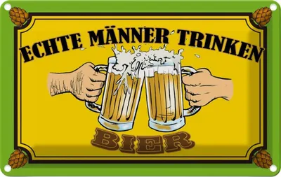 Produktbild von vianmo Blechschild 12x18 cm Alkohol echte Männer trinken Bier Spruch Zitat