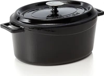 Produktbild von LAVA Kochtopf Bräter mit Deckel aus emailliertem Gusseisen Schwarz mit 7,0 Liter