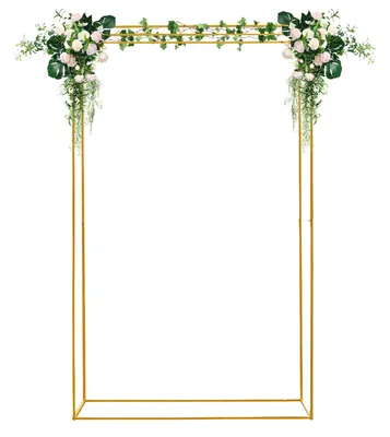 Image de Support floral pour mariage - Arche rectangulaire pour mariage, 2,8 mètres - Structure de fond - Cadre en acier - Montage au sol - Tube en acier de 20 x 20 mm - Capacité de charge d'environ 10 kg