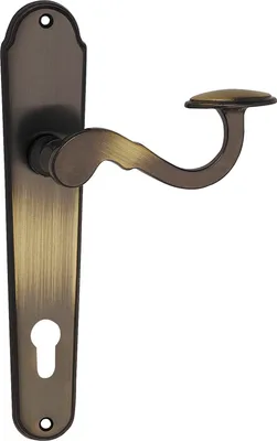 Produktbild von Marchesi Türbeschlag Posthorn | Türgriff für Innentür auf Schild PZ 88 | Messing patiniert