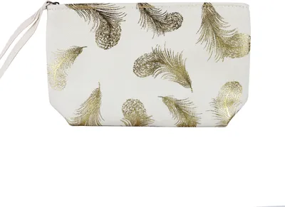 Produktbild von Kulturtasche Damen Feder Motiv Creme Reise Kosmetiktasche Kulturbeutel Reisebeutel