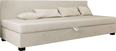 Produktbild von AURA SOFA  Boxspringbett  TILIA BIZ 90x195 Komplett-Set mit Bonell Matratze, Polsterbett mit Bettkästen -  Hellbeige, MONOLITH 02