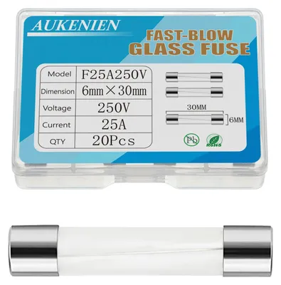 Glasrohrsicherung 25A 250V 6x30mm flink, 20 Stück