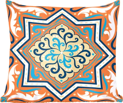 Produktbild von MuchoWow® Zierkissen Sofakissen Wohnzimmer Dekokissen 50x50 cm Quadratisch - Blau - Orange - Komfort - Sofakissen