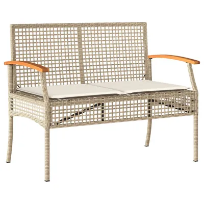 Immagine prodotto di Panca da Giardino con Cuscino Beige Polyrattan e Legno Acacia
