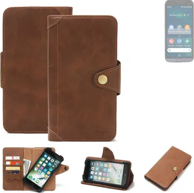 Produktbild von K-S-Trade Handyhülle kompatibel mit Doro 8050 Schutz Hülle Walletcase Bookstyle Tasche Case Handytasche Wallet Flipcase Cover PolyurethanBraun (1x)