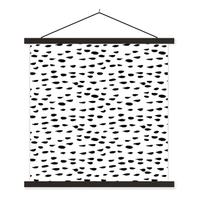 Produktbild von MuchoWow® Textilposter Weiß - Punkte - Design - Schwarz 40x40 cm mit schwarzem Rahmen - Fotos