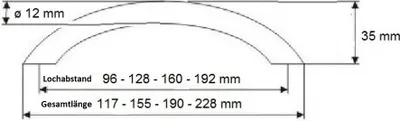 Produktbild von Möbelgriff aus Edelstahl LA 160mm Segmentbogengriff ø 12mm matt gebürstet Mod. Tampa