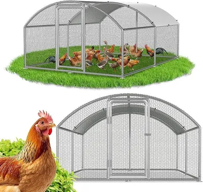 Produktbild von Hühnerstall mit Freilaufgehege Kleintierstall für Outdoor, Hühnerhaus mit Hühnerklappe, Geflügelstall, Vogelkäfig, Hühnerkäfig, Freigehege für Kleintiere
