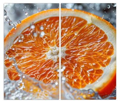Produktbild von Spritzschutz Herdabdeckplatte Schneidebrett aus Glas Orangenscheibe Spritz 2-Teilig (60x52cm)
