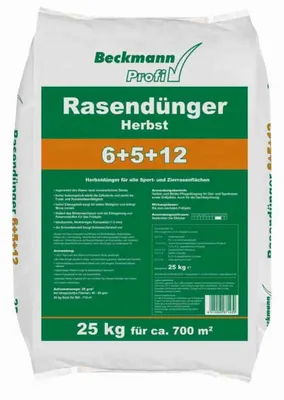 Produktbild von 25 kg Rasendünger Herbst Beckmann NPK-6+5+12  f.ca. 700m²