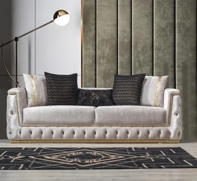 Produktbild von Dreisitzer Luxus Sofa 3 Sitzer Sofas Sitz Design Couch Möbel Neu Beige